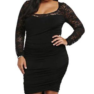 TORRID Lace Illusion Shirred Black Dress NEW